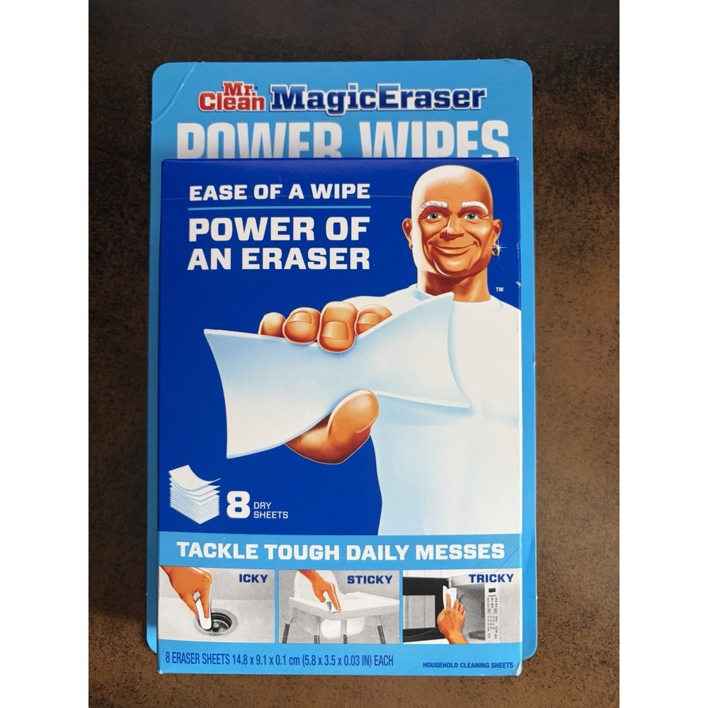 Mr. Clean Magic Eraser Power Wipes Thin Dry Sheets 8 Count